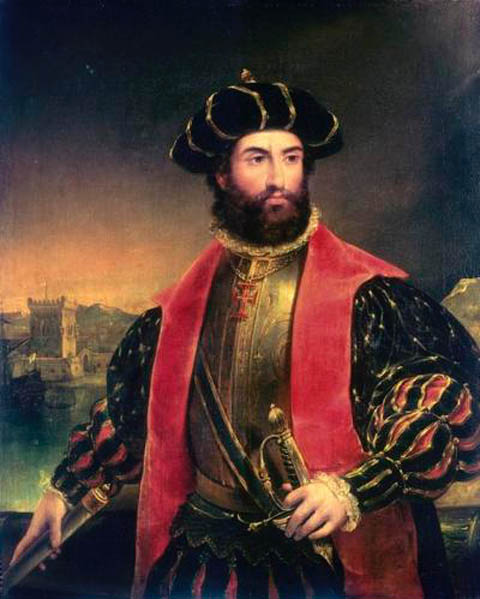   Vasco Da Gama (1469-1524). &COPY; National Maritime Museum, London. Malet af Antonio Manuel da Fonseca i 1838.  